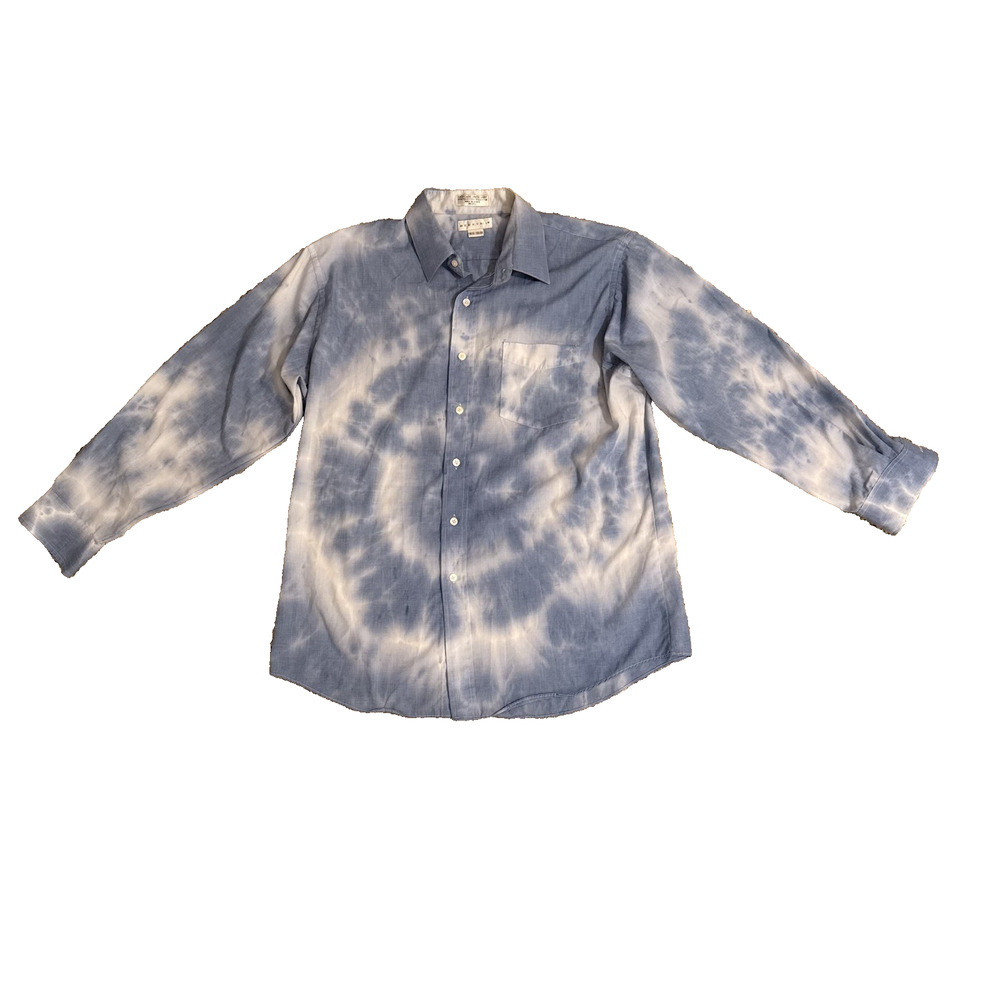 Vintage Mervyn’s Blue Tie-Dye Dress Shirt Men’s 16.5-32/33